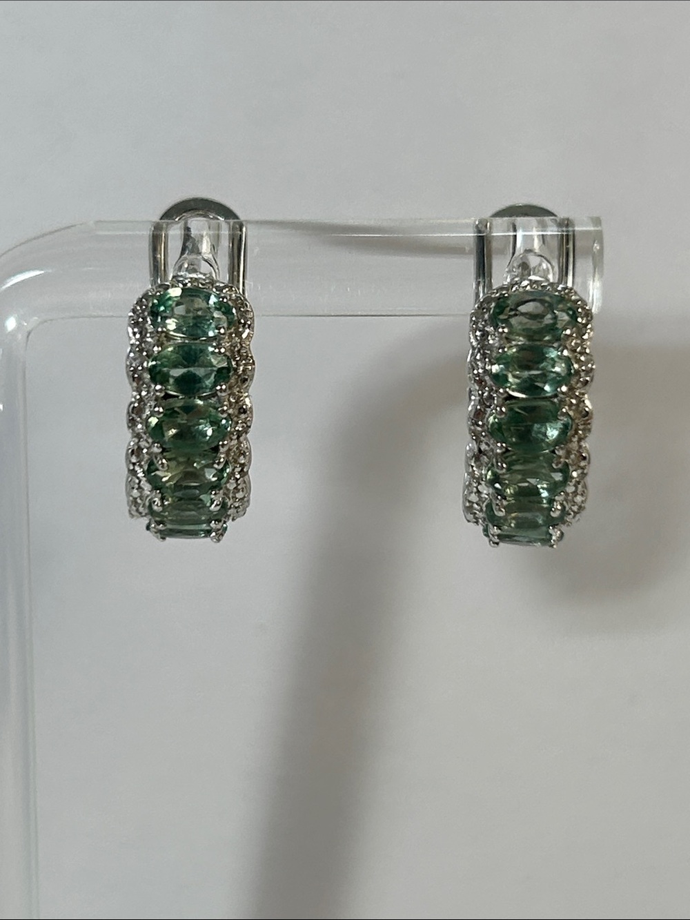 NWOT NYC 11 Sterling Silver Genuine Chrome Diopside & Topaz Gemstone Earrings